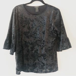 Ann Taylor Factory black velvet top with bell sleeves